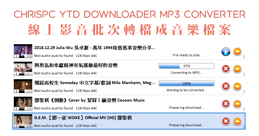 ChrisPC YTD Downloader MP3 Converter 3.10 批次 YouTube 下載轉成 MP3 音樂檔案