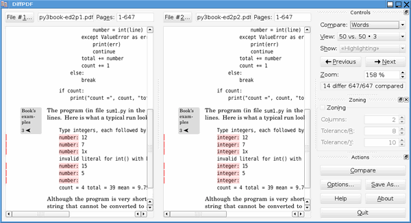 DiffPDF 2.0.0 - PDF檔案內容比對工具