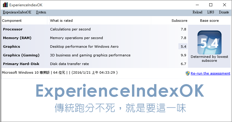ExperienceIndexOK 4.21 傳統系統效能跑分不死，就是愛這一味