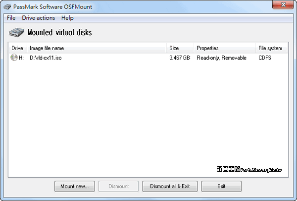 OSFMount 1.5.1015 掛載iso檔案不稀奇，更支援寫入模式，還可以掛載vmdk的檔案格式