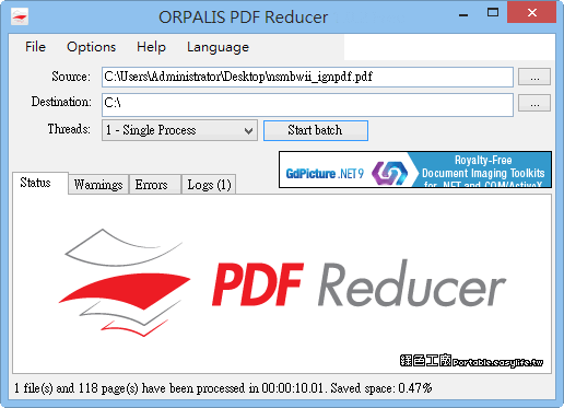 PDF Reducer 2.0.4 PDF檔案太大嗎？PDF專用壓縮工具