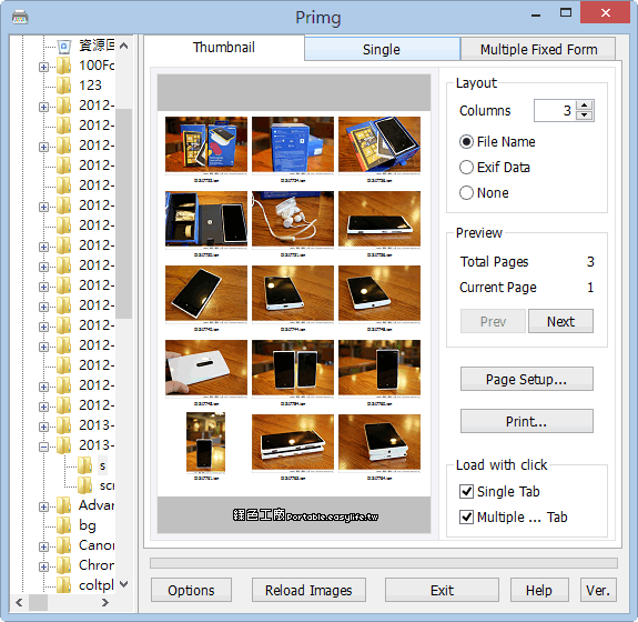 Primg 1.3.0.0 圖片專用列印軟體！支援相簿縮圖、大頭照模式