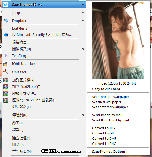 SageThumbs - 右鍵預覽縮圖+超快速批次轉檔
