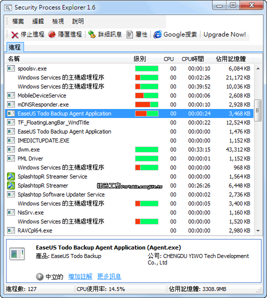Security Process Explorer 1.6 - 檢視程序安全的工作管理員