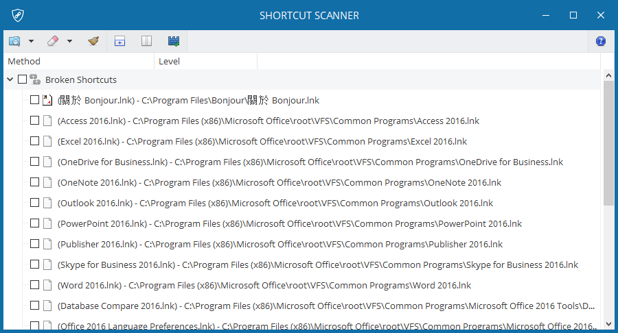 Shortcut Scanner 1.0 移除電腦中無效的捷徑連結，與安全息息相關