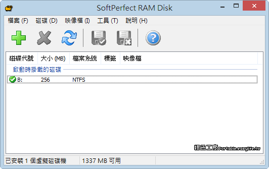 SoftPerfect RAM Disk 3.4.7 方便實用的 RAM Disk 工具，支援映像檔的搭配使用