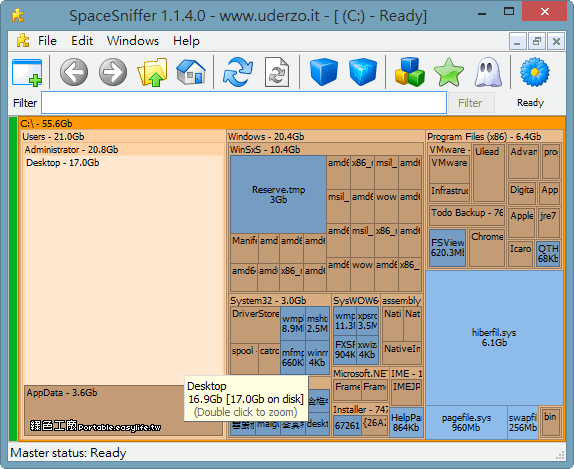 SpaceSniffer 1.2.0.2 一覽無遺您的硬碟與資料夾