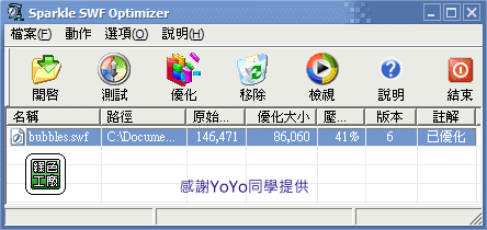 SwfOptimizer v1.10 - Flash壓縮