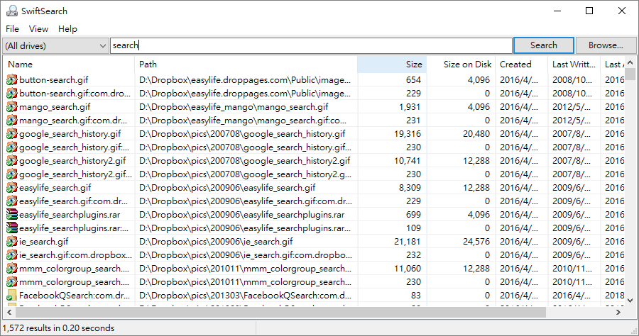 SwiftSearch 7.5.1 檔案快速搜尋，無建立索引速度依然很快