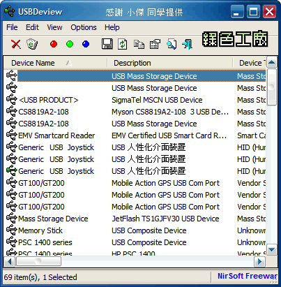 USBDeview v1.30 - 列出所有usb設備