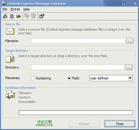 Outlook Express Message Extractor v1.71 - Outlook備份