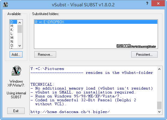 vSubst 1.8.0.2 - 如何將資料夾掛載成硬碟使用？