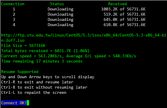 Prozilla - Linux文字模式下多線下載工具