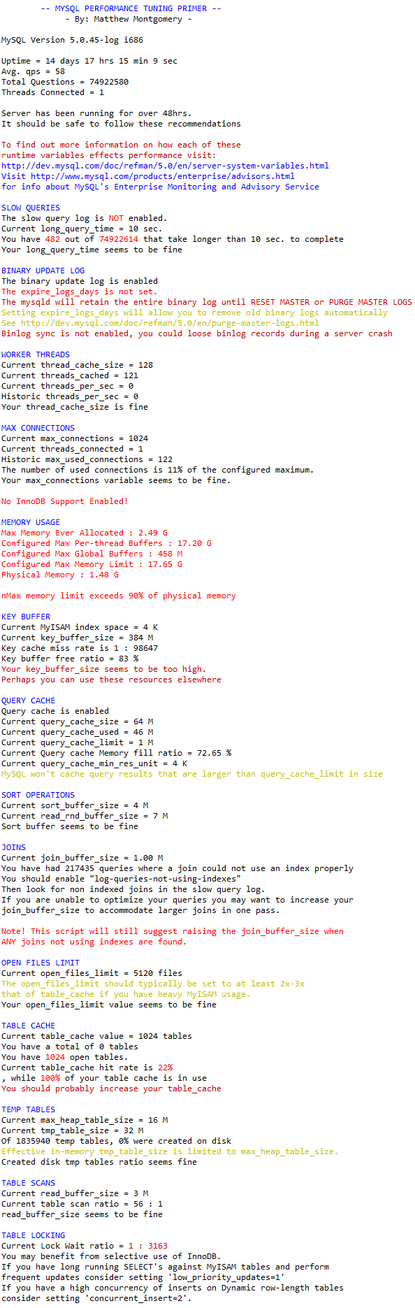 MYSQL效能調整的小工具。MYSQL Performance Tuning