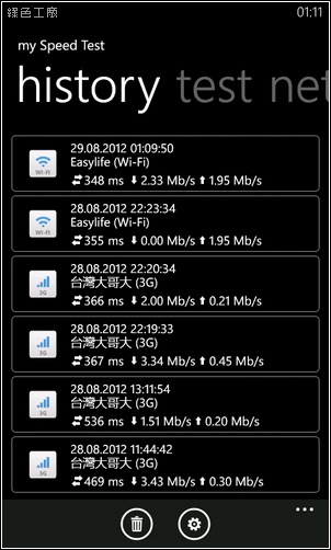 my Speed Test。Windows Phone網路速度測試App