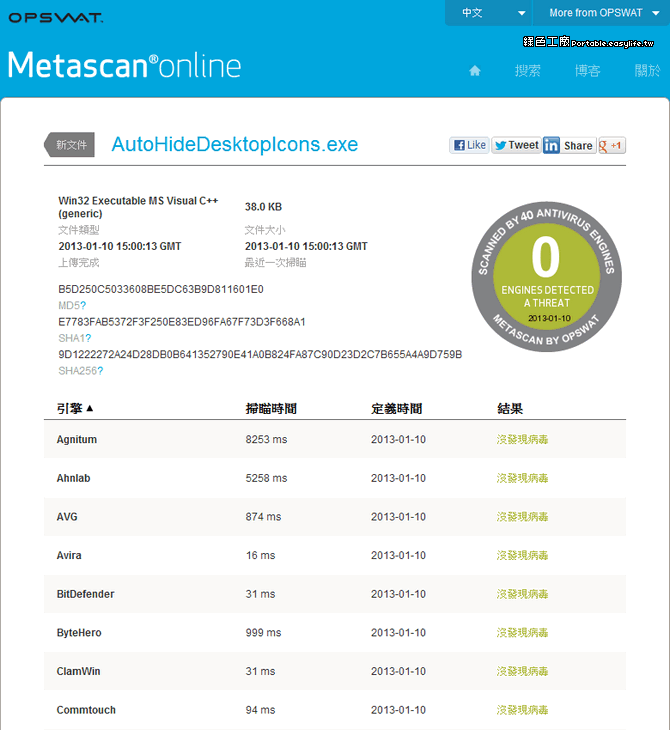 Metascan online 線上掃毒工具