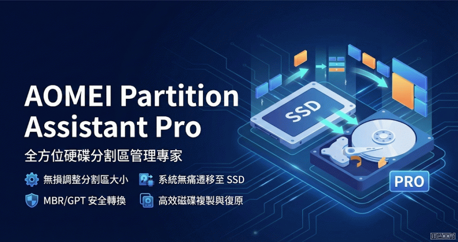 限時免費 AOMEI Partition Assistant Pro 10.9.2 專業版硬碟磁區管理工具，功能完整不可錯過！