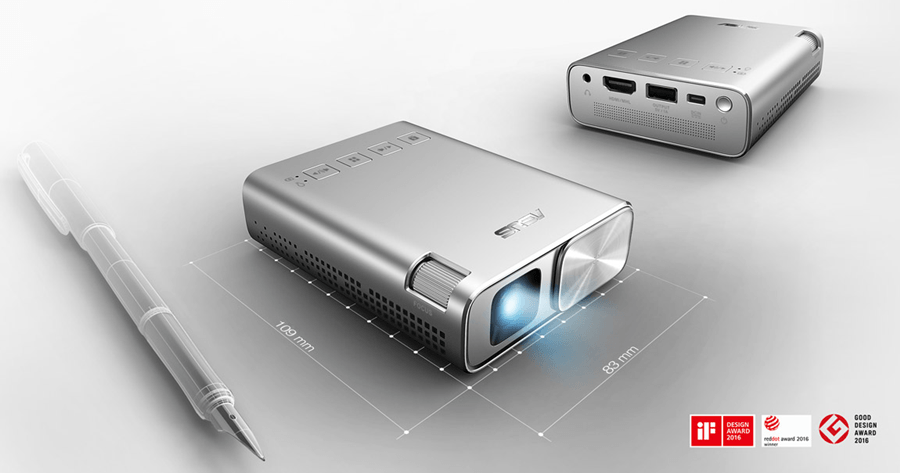 華碩ZenBeam E1掌上式行動電源LED投影機,150流明,內置6000mAh電池,長達5小時投影,自動梯形校正,HDMI / MHL連接埠