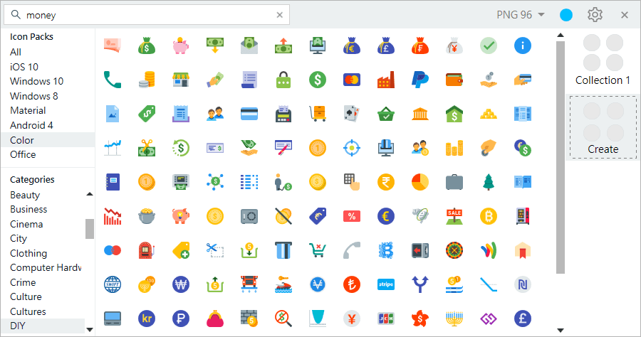 Icons8 多達 50000+ 款平面圖標免費下載，可線上編輯圖標樣式、顏色