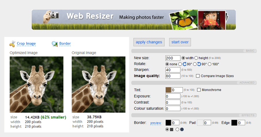 免軟體 Web Resizer 線上調整圖片工具，圖片製作圓角加邊框超簡單