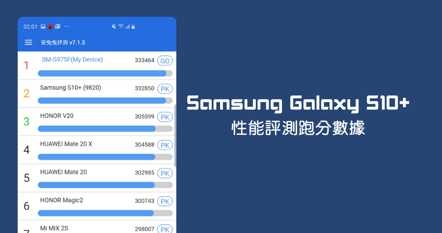 Samsung Galaxy S10+ 安兔兔 3DMark 跑分實測