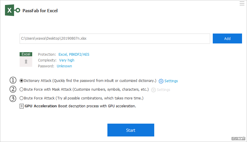 PassFab for Excel 暴力破解 Excel 密碼