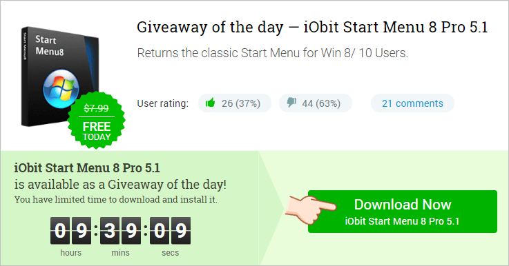 傳統開始選單 Start Menu 8 Pro 免費下載