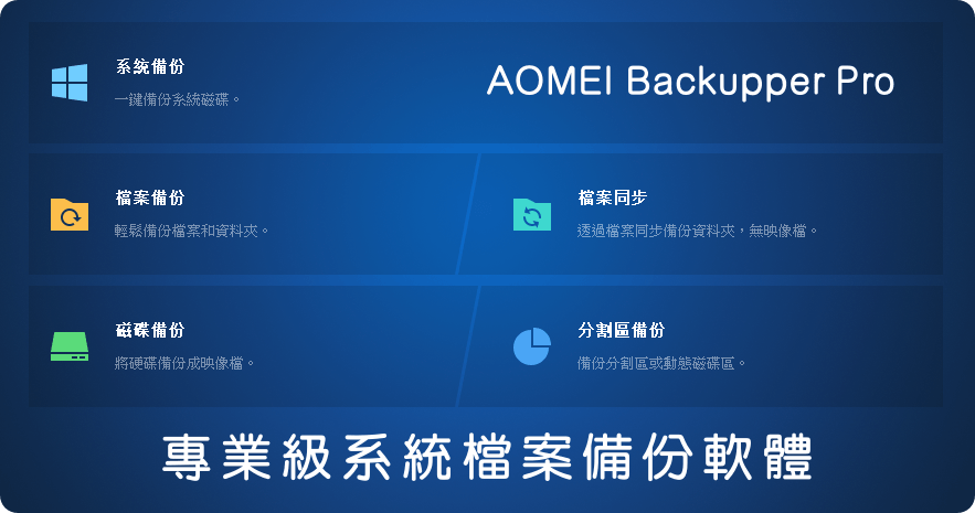 限時免費 AOMEI Backupper Professional 7.4.0 免費軟體旗艦功能，專業版本功能更豐富