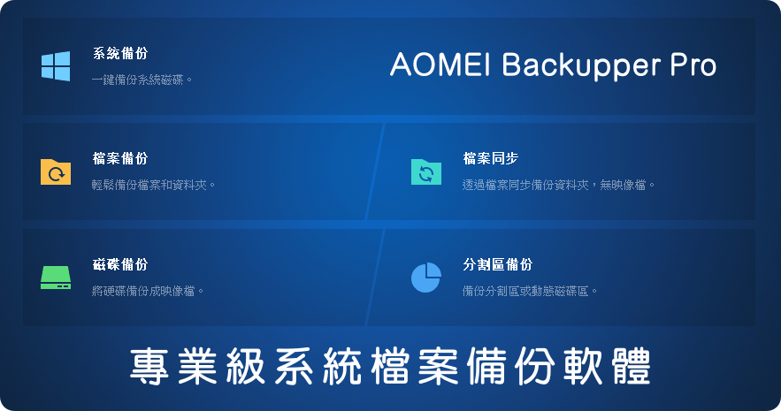 限時免費 AOMEI Backupper Professional 7.4.2 免費軟體旗艦功能，專業版本功能更豐富