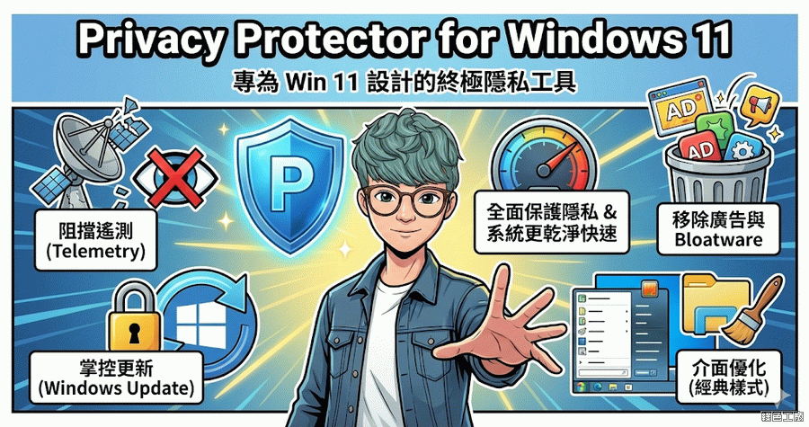 限時免費 Privacy Protector for Windows 11 13.0 保護你的 Windows 不被追蹤唷！