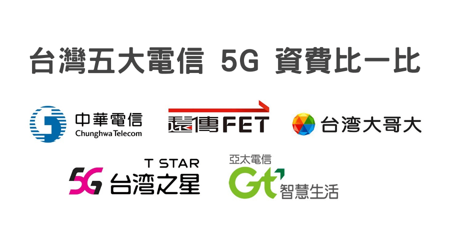 台灣五大電信 5G 資費比較表