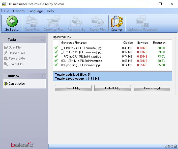 FILEminimizer Pictures 圖片無損壓縮工具