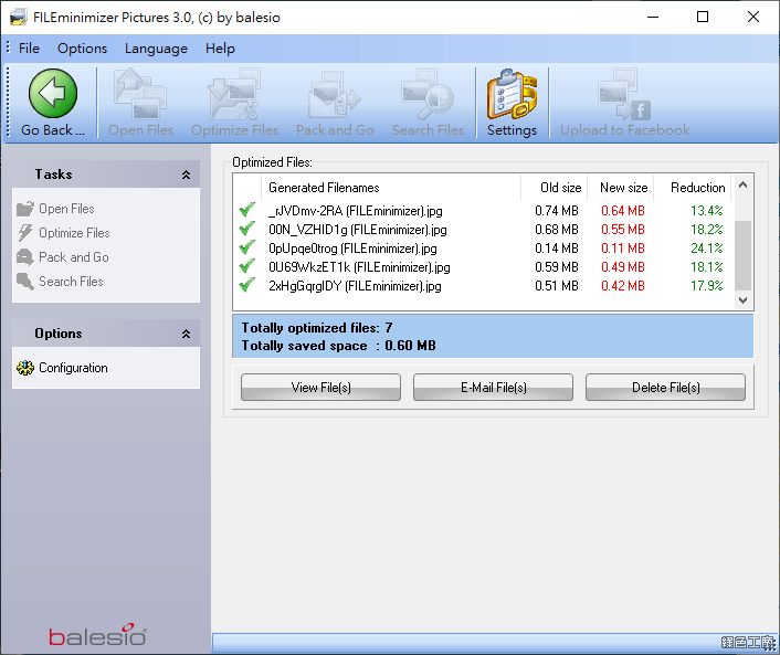 FILEminimizer Pictures 圖片無損壓縮工具