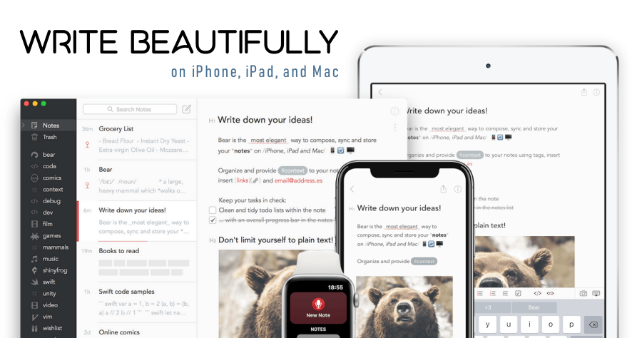 Bear 簡單實用好看的筆記本、記事本工具推薦（iPhone／iPad／Mac）