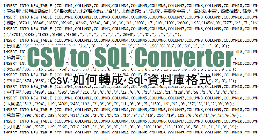 限時免費 CSV to SQL Converter 2.0 轉換 csv 檔案格式成為資料庫 sql 格式