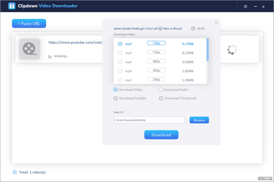 ClipDown Video Downloader 線上影音下載工具推薦