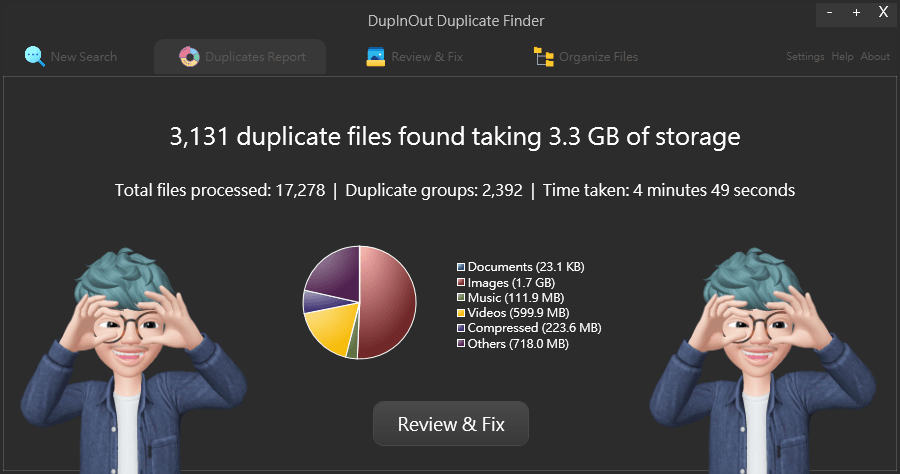 限時免費 DupInOut Duplicate Finder 1.1.3.6 專家版重複檔案刪除，清理硬碟必備工具