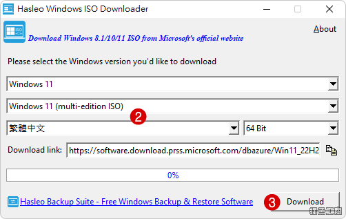 Windows ISO 光碟下載 Hasleo Windows ISO Downloader 