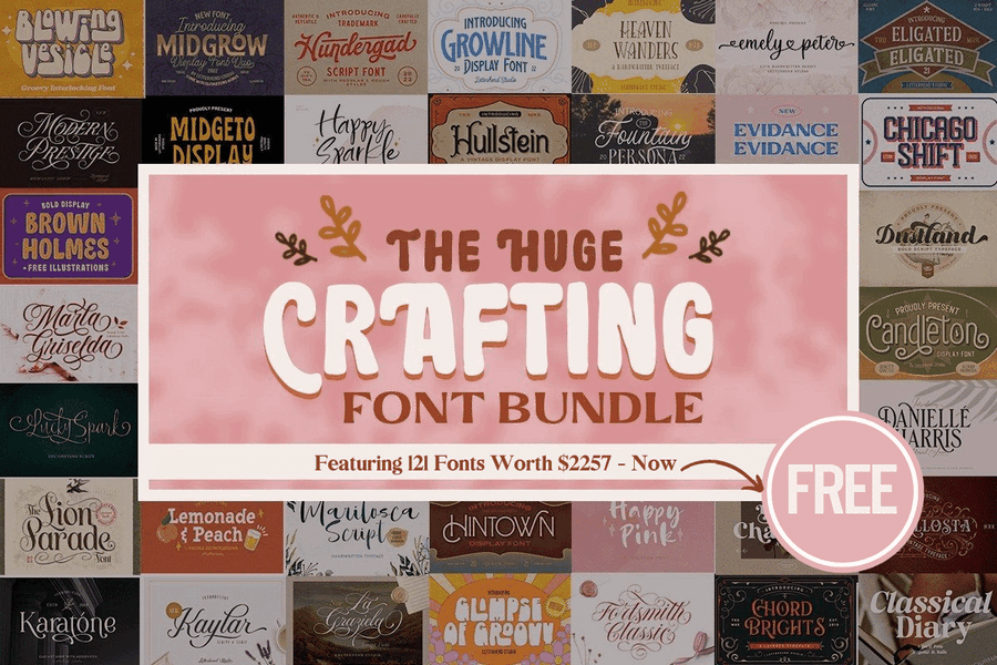 限時免費 The Huge Crafting Bundle 英文字型下載，價值 70000 元台幣放入口袋