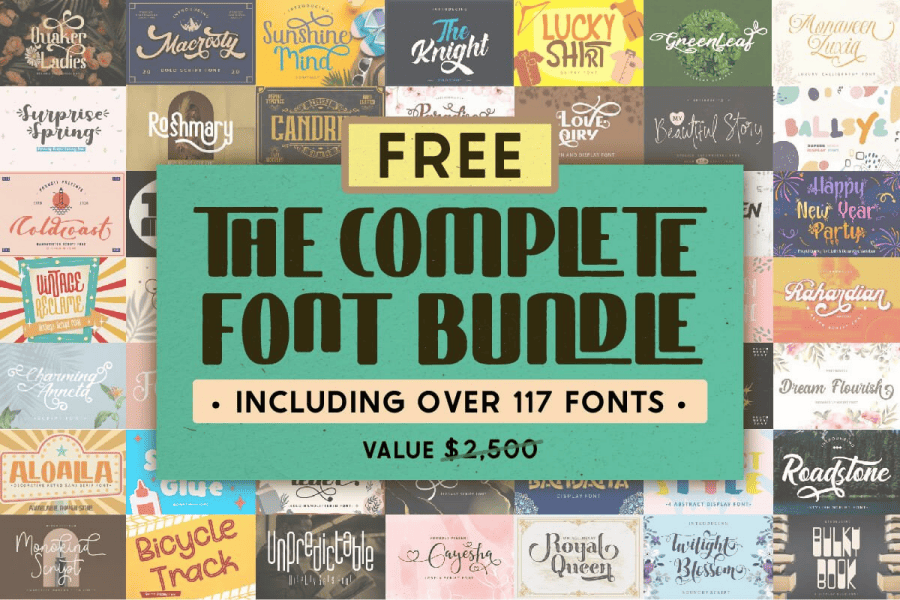 限時免費 The Complete Font Bundle 價值超過 80000 元台幣 117 款英文字型