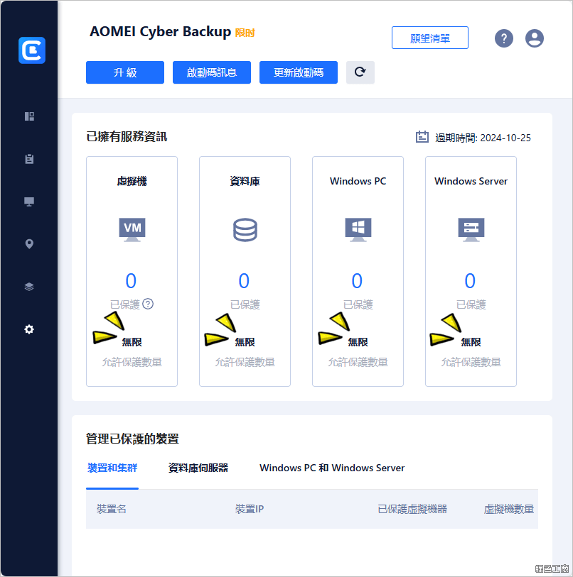 AOMEI Cyber Backup 集中化管理的備份伺服器