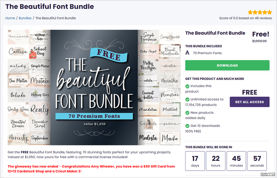 限時免費 The Beautiful Font Bundle 極好看的手寫英文字型，價值三萬直接帶走