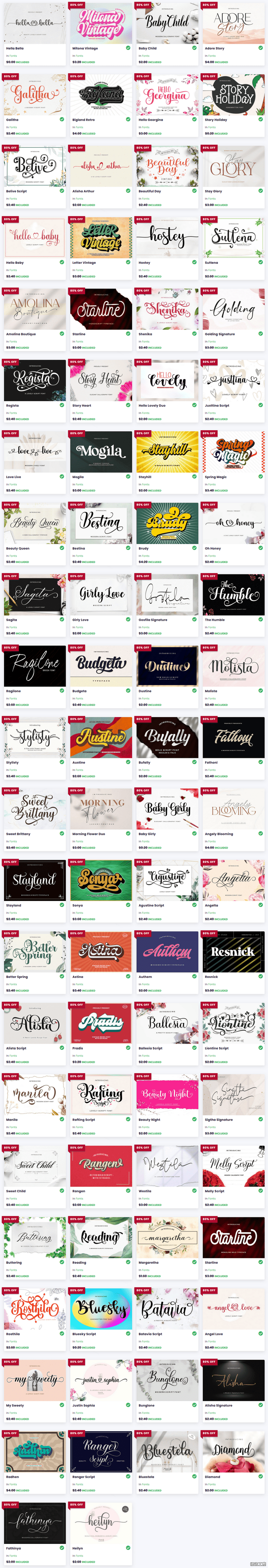 The Vintage Font Bundle 免費英文草寫字型下載