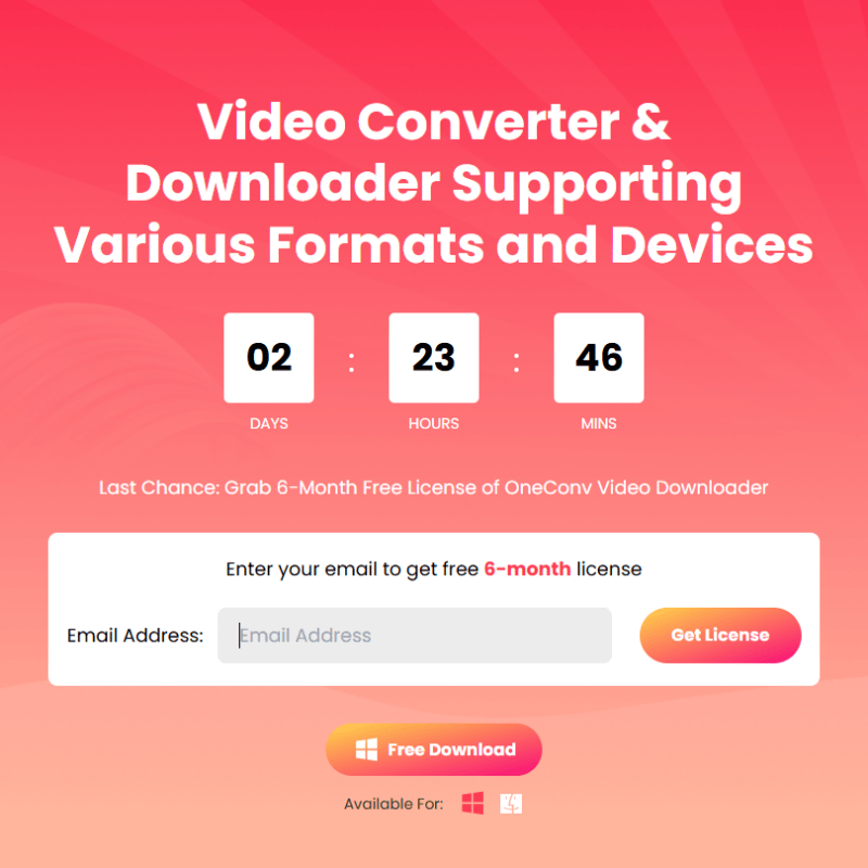 限時免費 OneConv Video Converter 5.2.0 影音轉檔、線上影音下載工具