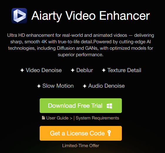 Aiarty Video Enhancer 影片製能增強工具推薦
