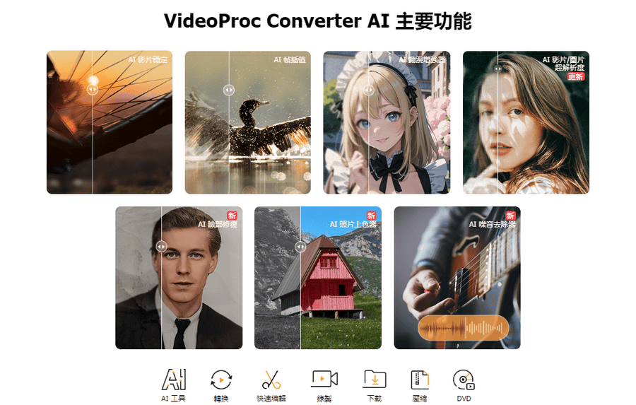 限時免費！2025年最佳影片壓縮與AI畫質增強軟體&mdash;VIDEOPROC CONVERTER AI，輕鬆壓縮，極致畫質