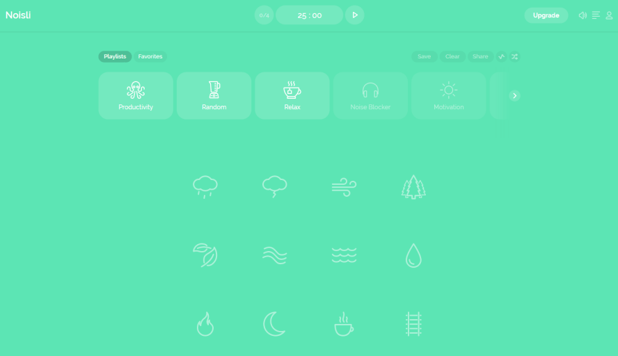 Noisli 多種幫助放鬆環境白噪音，創造提高專注的完美環境