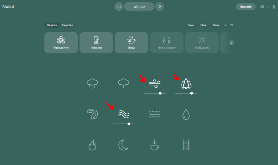 Noisli 多種幫助放鬆環境音效，創造提高專注的完美環境