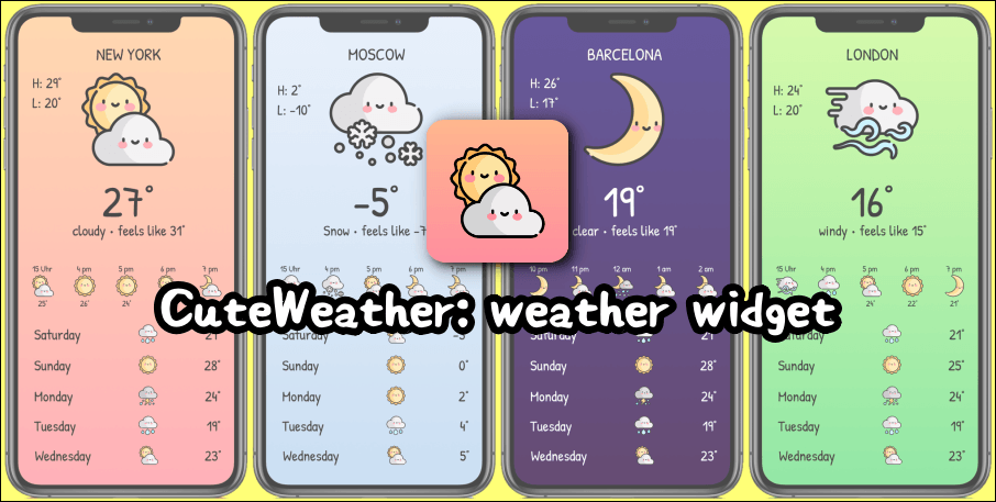 限時免費 CuteWeather 超可愛的 iPhone 天氣小工具，看到下雨也覺得很可愛！