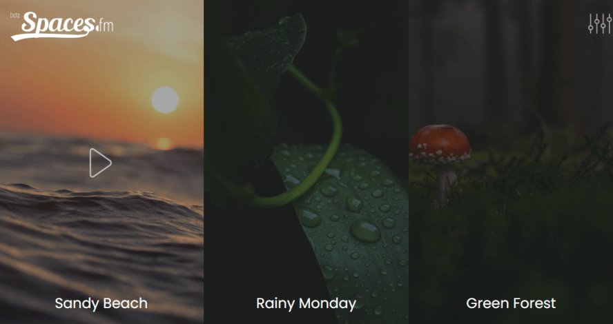 Spaces.fm 擁有 9 種超優質的大自然音效，讓你在讀書或工作上更能專注！